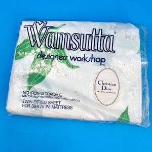 NIP VINTAGE WAMSUTTA CHRISTIAN DIOR LILY OF THE VALLEY TWIN FITTED NO IRON SHEET